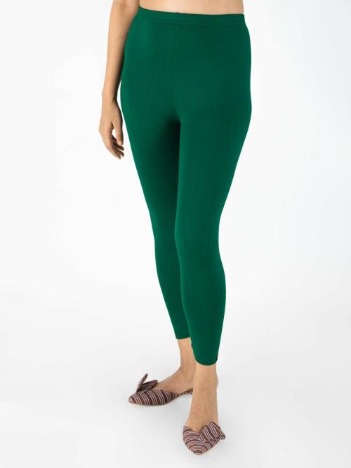 Buy Indian Flower Women Dark Green Solid Ankle Length Western Wear