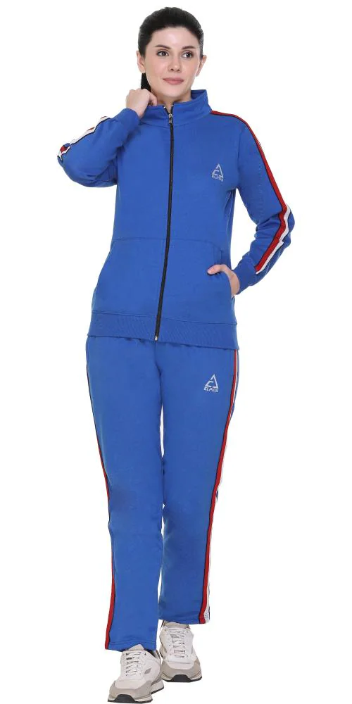 Elpida's Stylish Zippered Casual Ladies Tracksuit-Royal Blue