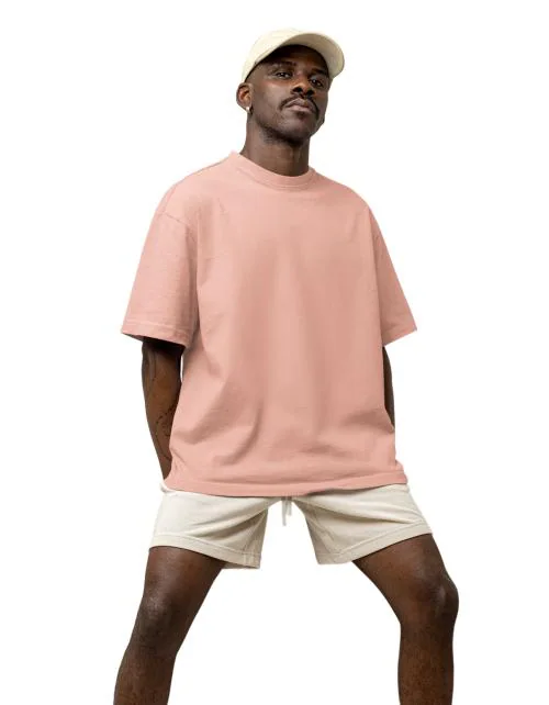 Dafabfit Premium Cotton Mulberry Color Half Sleeves Drop Shoulder Round Neck Loose Fit T-Shirt For Men | Mulberry Casual Drop Shoulder T-Shirt For Men Size-(Large)