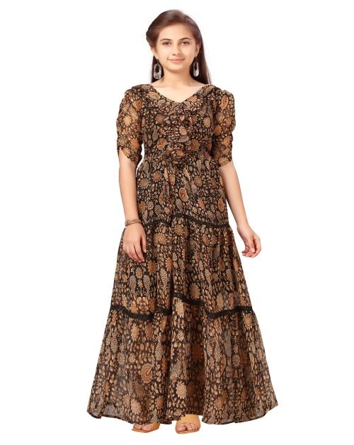 Aarika Girls Black Color Cotton Dress