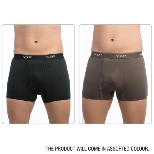 VIP Men's Assorted Punch Plain Cotton Pack of 2 Trunk
