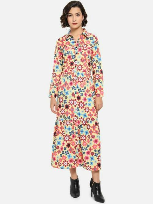 kannan women western collared maxi printed dress