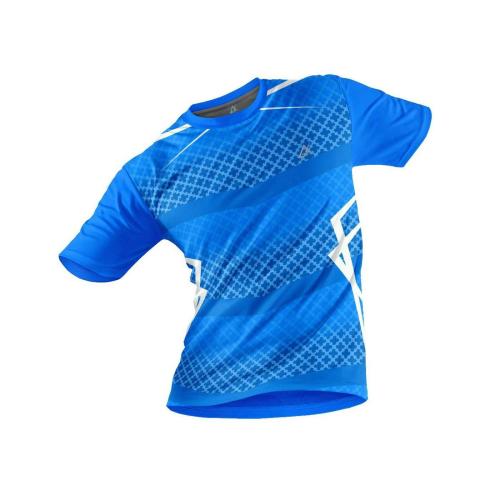 JJ TEES Polyester Half Sleeve Jersey with Round Collar and Digital Print All Over for Men (Color: White, Blue)