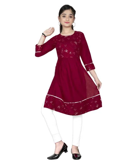 7 TIARA Girls Embroidered A-Line Kurta