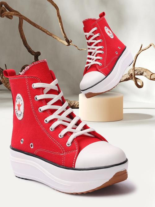 FLYNCE Sneakers for Wome | Embellished Premium Casual High Ankle Sneakers | Ankle Boots Shoe | Chunky Ankle Length Sneakers Shoes for Women and Girls