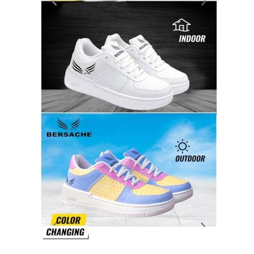 Lightweight Color Changing Sports Shoes | Casual,Running,Training White Shoes for Women from Bersache