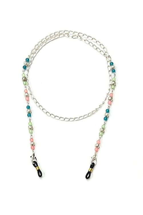 Buy Heddz Tricolor Crystal Beaded and Silver Filigree Spectacle Chain
