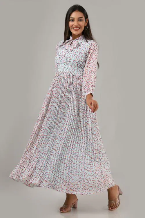 Fashion Dwar Girl Multicolor Printed Georgette Anarkali Kurta (L)