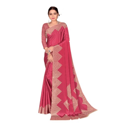 Turkey Silk Padding Pink Color Design Printed Indian Sarees for Women with Unstitched Blouse. (6.30m)