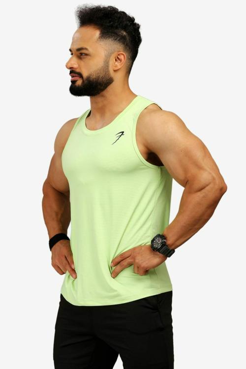 Fuaark Light Tank Sports and Gym Vest for Men Lime