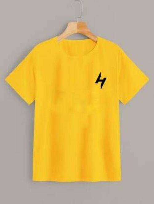 KIDDY STAR Men Yellow Graphic Print Cotton Blend T-Shirt - XXL