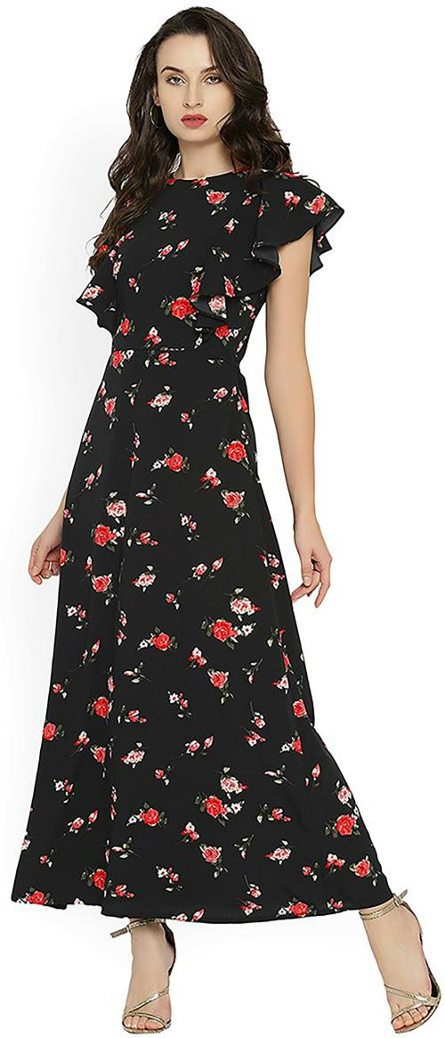 Rare Women Black Printed Dress