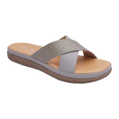 Big Bird Footwear California Style Trendy Flat Casual Slip-Ons Sandals for Women & Girls (Grey) Non-Returnable