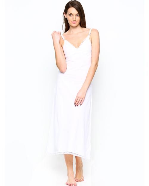 Red Rose - Long Camisole Bra Slip for Women - Cotton Nighty Slips