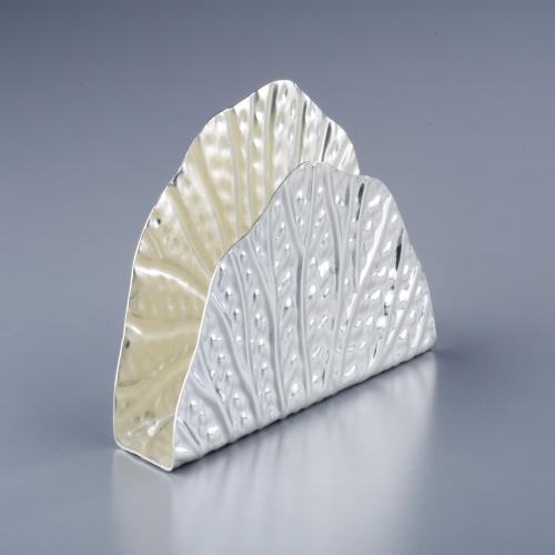 SS Silver Plated Lotus Leaf Tissue Holder (Pack of 1, Silver)