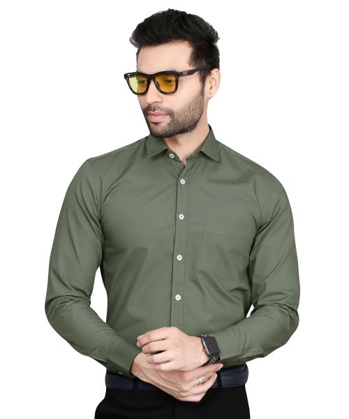5THANFOLD Men Rusty Green Pure Cotton Formal Shirt