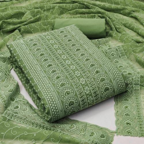 Panzora Elegant Georgette Dress Material Suit with Chicken Work Dupatta