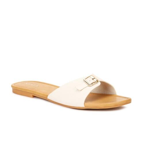Stalk White Trendy & Stylish Flat Sandals For WOMEN
