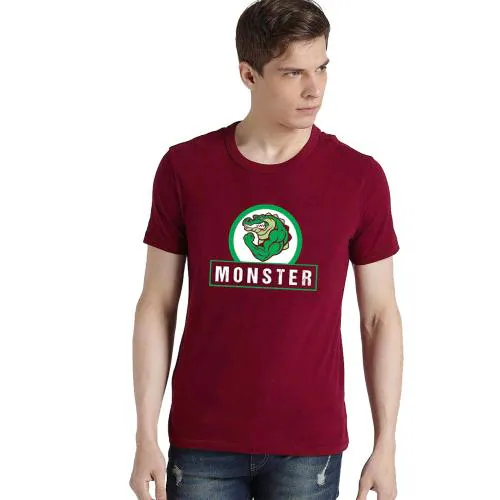 BRATMA Men Maroon Monster Printed Cotton T-Shirt (XXL)