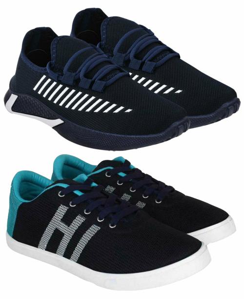 BRUTON Combo Pack of 2 Sports Shoes, Running Shoes For Men (Blue)