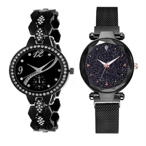 Crispy Analog Black Dial Black Strap Watch For Women