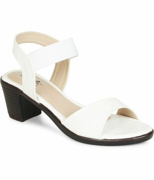 TWINSSHOE White Block Heels for Women