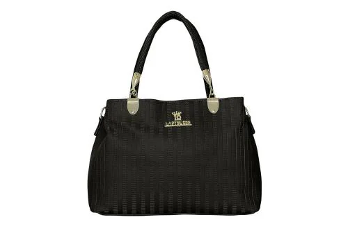 LADY QUEEN Black PU Leather Women and Girls Handbag (LQ-0005G)