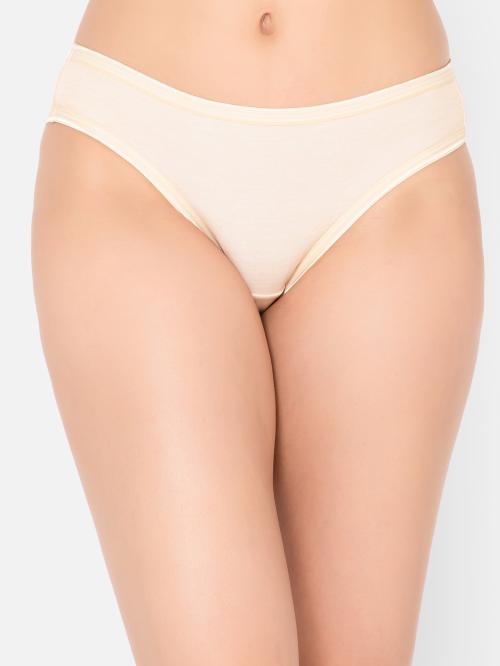 Clovia Beige Solid Polyamide Bikini Panty