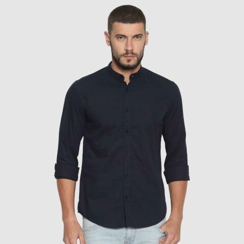 IVOC Men Solid Navy Full-length Sleeve Shirts