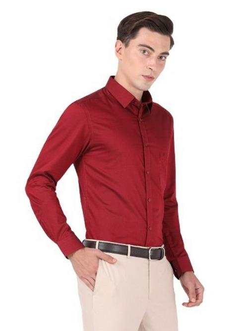 Otto Maroon Plain Shirt Relax Fit Luster_1 Size 44