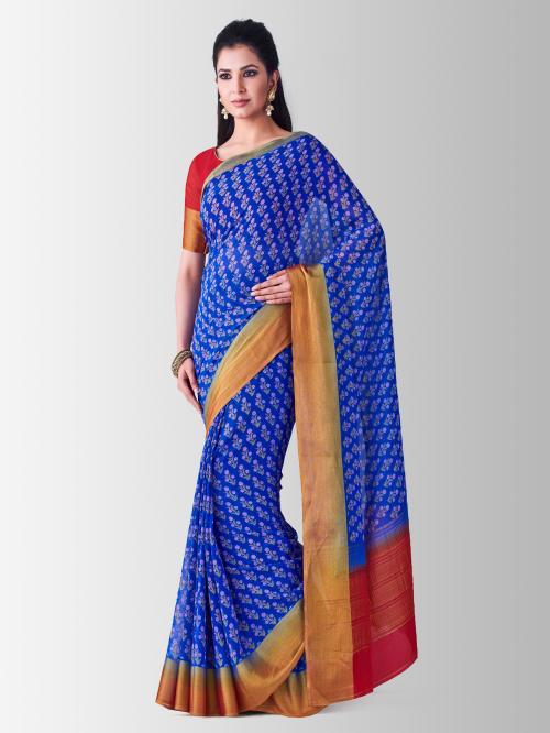 Mimosa Banarasi Style chiffon Saree Color : Blue (4465-C4-MMS-12-RBLU-RD)
