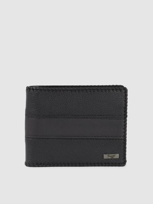 BAGGIT Men Black Solid Polyurethane (PU) Two Fold Wallet