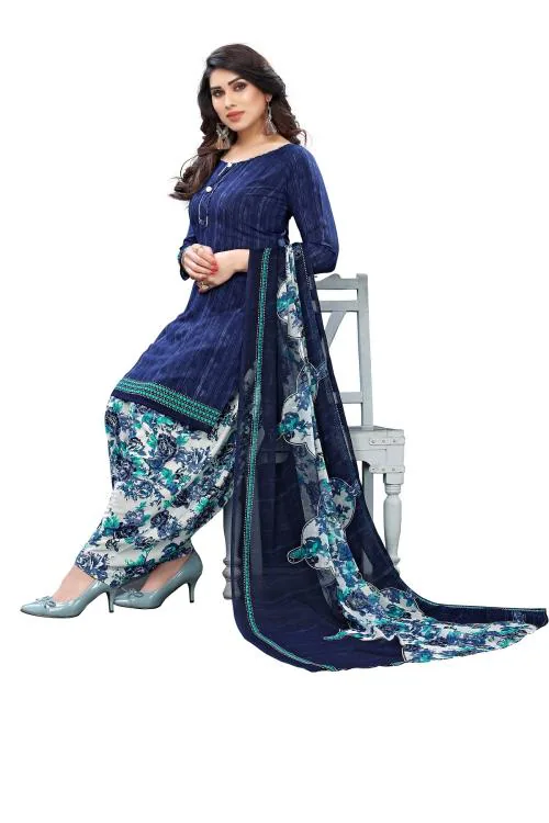 Rensilafab womens Blue Salwar Suit Dress Material (Unstitched)