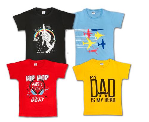 Fritters Kids Boys Printed Cotton Halfsleeve t-Shirts Combo (Pack of 4)