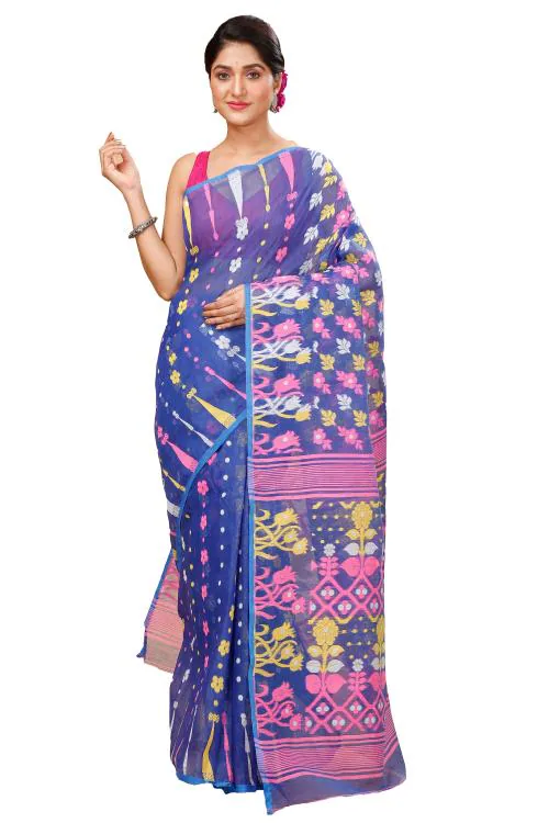 Happy creation Pure Bengali Cotton Tant Jamdani Saree without blouse piece _W5A8331