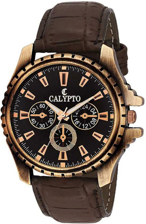 CALYPTO Analog Black Dial Brown Strap Watch For Men ST-RV27