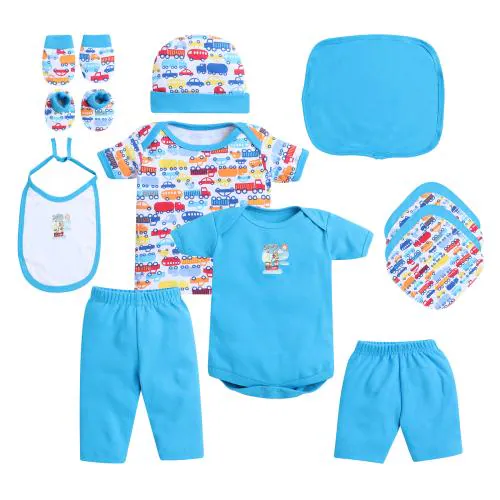 EIO New Born Baby Clothing Gift Set -13 Pieces (Turquosie)