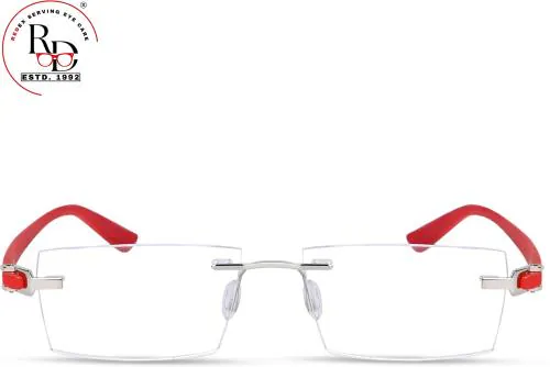 Redex Single Vision Rectangle Rimless Red Frame (Men And Women)