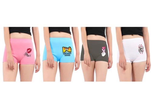Jocker Women Cotton Pack Of 4 Boy Shorts Panties (2Xl)