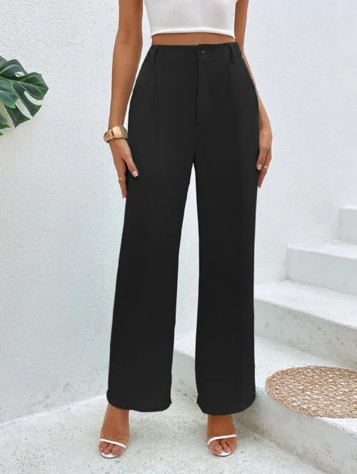 Fabrange Black Stretchable Solid Black Trouser Pant