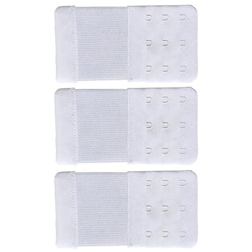 SilkyWrap White Women Bra Hook Extender 3 Hook 3 Rows With Extra Elastic Save Your Bra Increase Band Length - Pack of 3