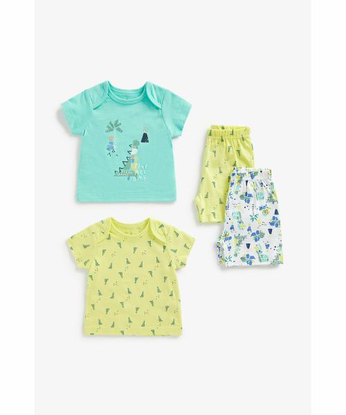 Mothercare Boys Short Sleeves Pyjamas Dino Printed-Pack of 2-Multicolor