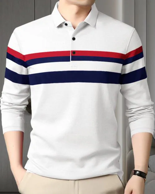 EYEBOGLER Polo Tshirts for Men | T Shirt For Men | Men T Shirt | Men Tshirt | Tshirt for Men | T Shirts | Tshirts | Oversized Tshirt | Men Tshirt | Men's Polo Neck Regular Fit |Full Sleeves Colorblocked T-Shirt