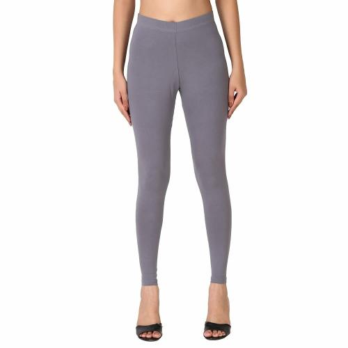 Co Colors Women Ash Solid Cotton Ankle Length Leggings