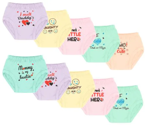 PINE Kids Regular Cotton Panty For Girls & Boys ( Pack of 10 )