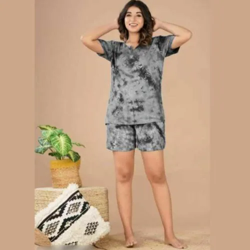 AYUSH TEXTILES Silver Night Loungwear Set For women |Size-XXXXL