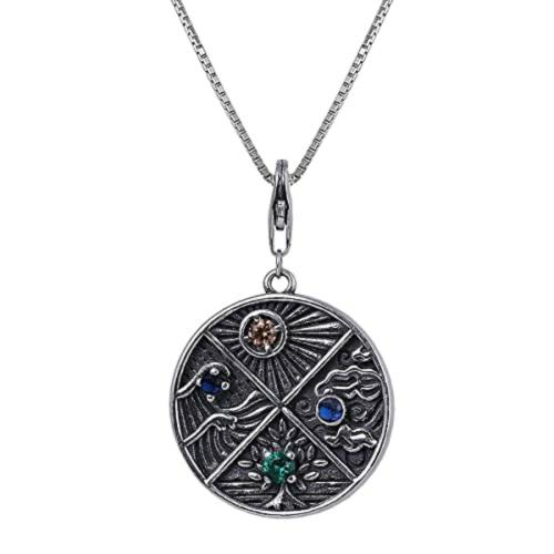 Giva Oxidised Silver Elements Pendant With Box Chain For Women