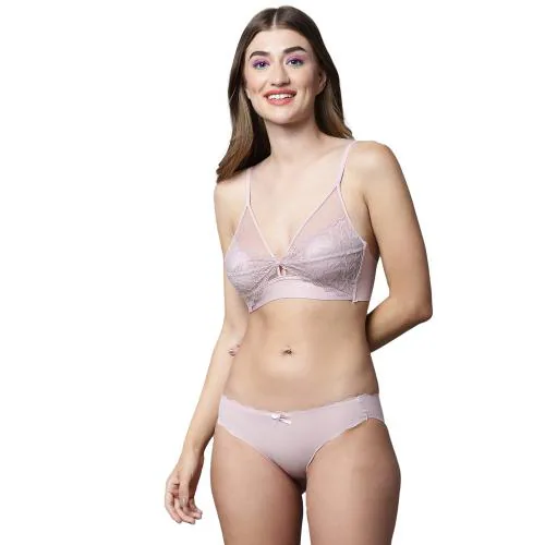 PrettyCat Women Black Lace Bra & Panty Set For Women (PC-SET-6099)