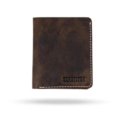 Tanstitch Brown Leather Bifold Vertical Wallet For Men