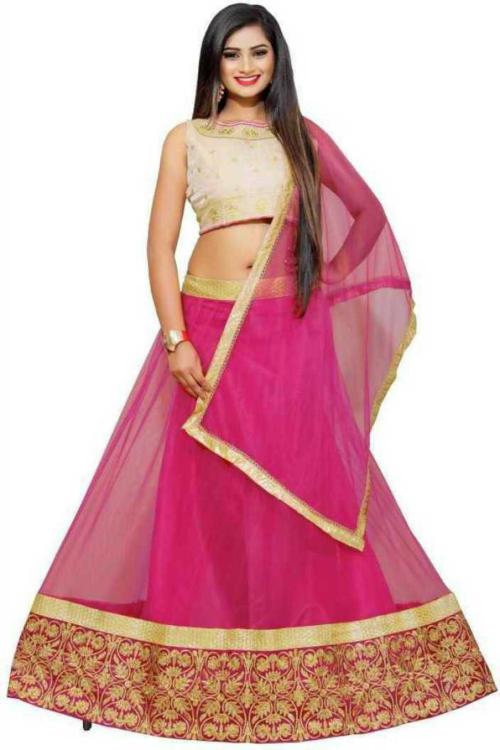 Vajiba Women Grey Self Design Satin Wedding Semi Stitched Lehenga Choli, Unstitched Blouse Piece